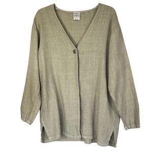 Marc & Ware 100% Linen Sage Green Tunic Top – Made in USA – Size M